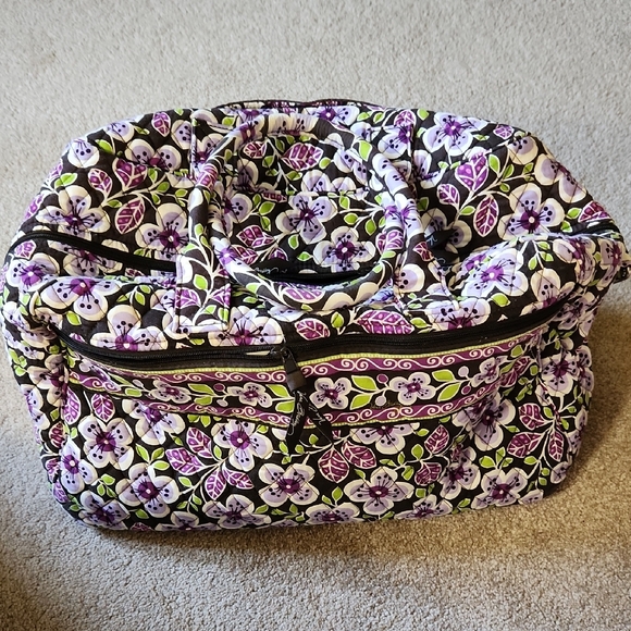 Purple and Green Travel Bag with Floral Design - Picture 5 of 9